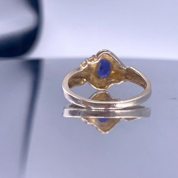 Vintage Sterling Silver Two-Tone Sapphire Ring - Picture 5 of 16